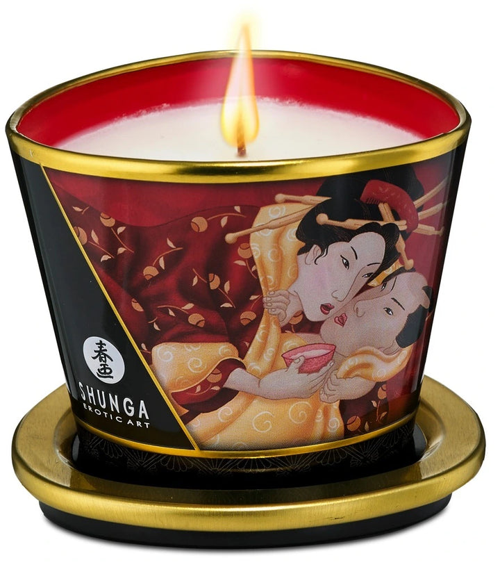 Massage Candle Strawberry Sparkling Wine 170 Ml, Default Title – Hauptansicht: verführerisch präsentiert