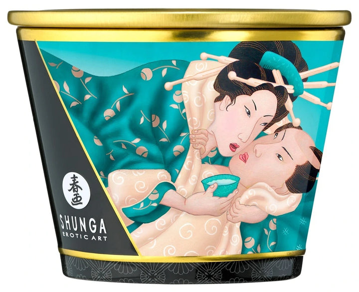 Shunga Massagekerze Island Blossom – Detailaufnahme Rückseite