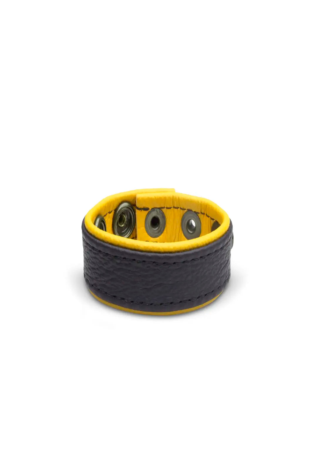 Leder-Cockring Schwarz/Gelb | KinkySabine BDSM Premium Leder-Cockring Schwarz/Gelb | KinkySabine BDSM Premium