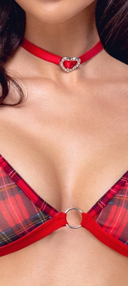 Cottelli Costumes Dessous Set Tartan – Detailaufnahme Vorderseite