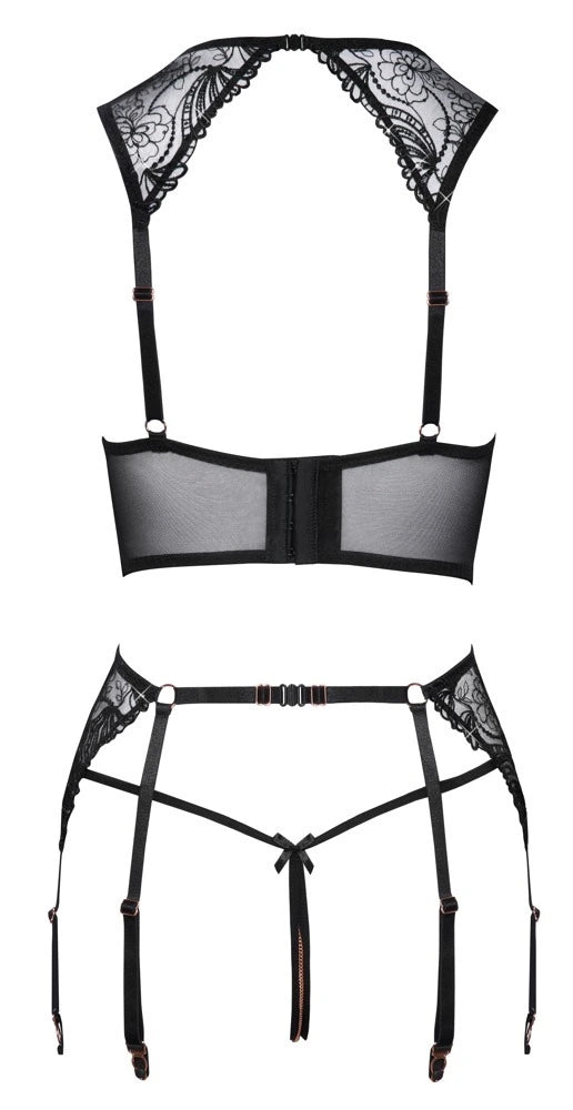 Abierta Fina Brustfreies Ouvert Straps Set Schwarz – zusätzliche Ansicht 7