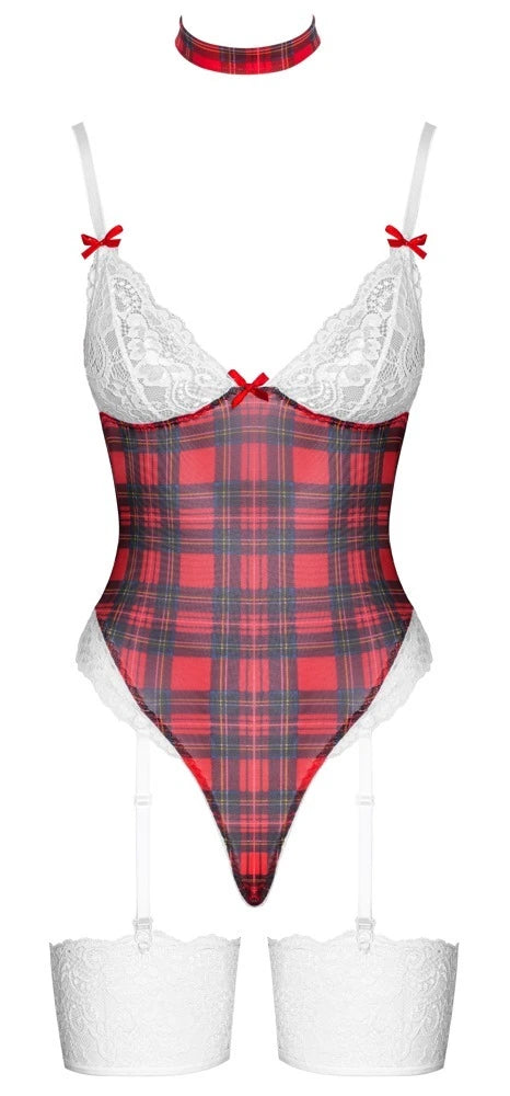 Cottelli Costumes Body Tartan, XL – Nahaufnahme Materialstruktur