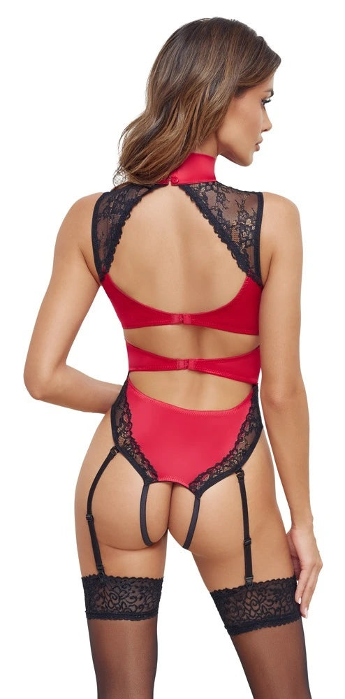 Cottelli Lingerie - Hochgeschlossener Ouvert Body rot