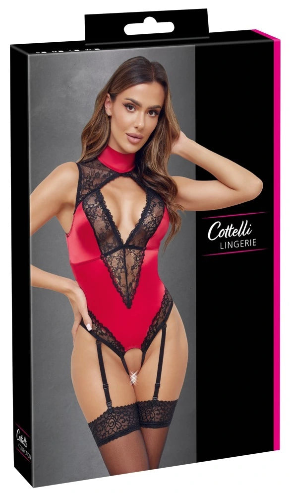 Cottelli Lingerie - Hochgeschlossener Ouvert Body rot