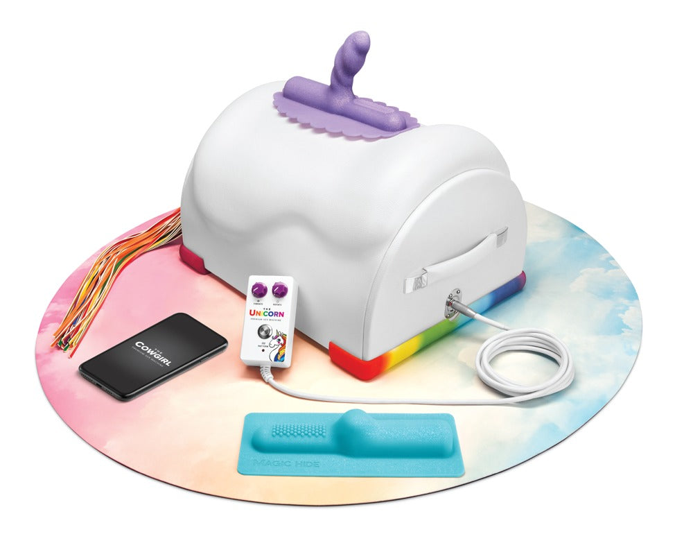 The Cowgirl   Unicorn Sybian, weiss-1, Leder, Silikon, PU, ABS, Metall, silikon; abs; leder; pu; metall, Default Title – Hauptansicht:
