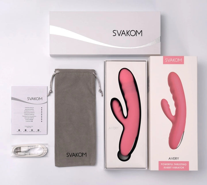 SVAKOM - Avery Rabbit Vibrator mit Stoßfunktion pink