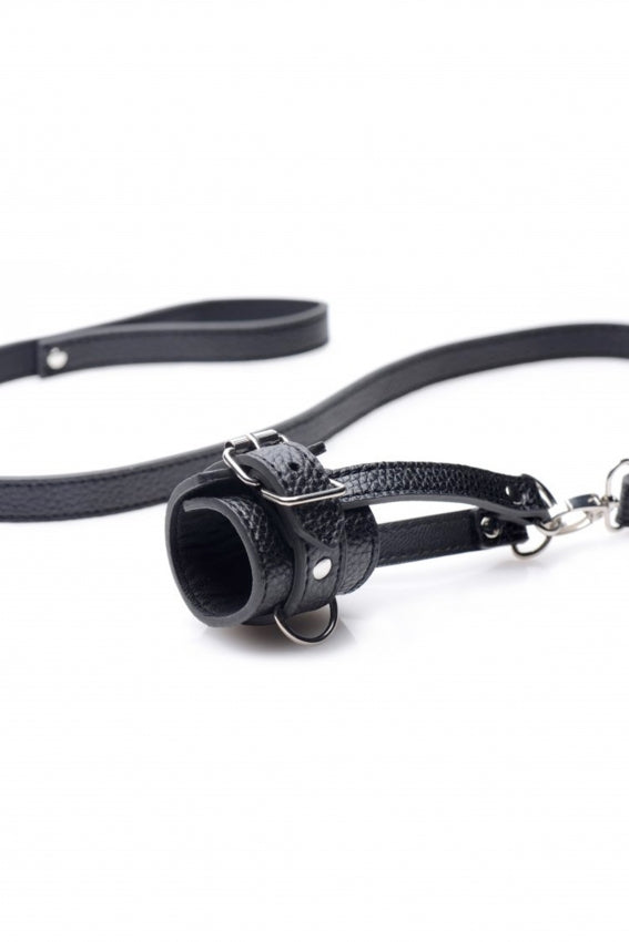 Strict - Hodenstretcher mit Leine schwarz