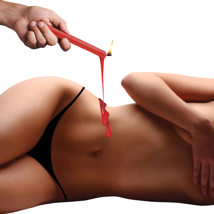 Master Series   Fire Sticks Fetish Kerzen Drei Stück Rot, rot-6, paraffin, Default Title – Hauptansicht: verführerisch präsentiert