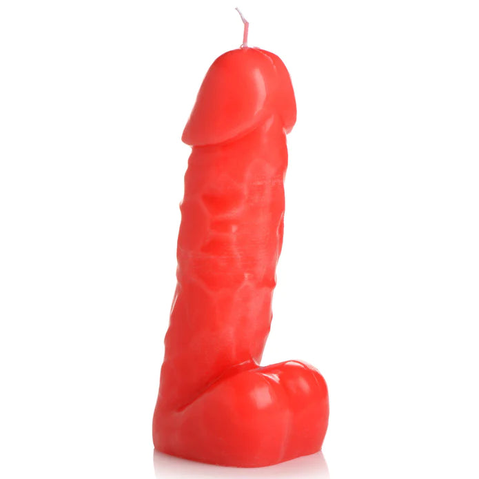 Master Series Spicy Pecker Kaltwachskerze In Penisform Rot – Nahaufnahme Materialstruktur