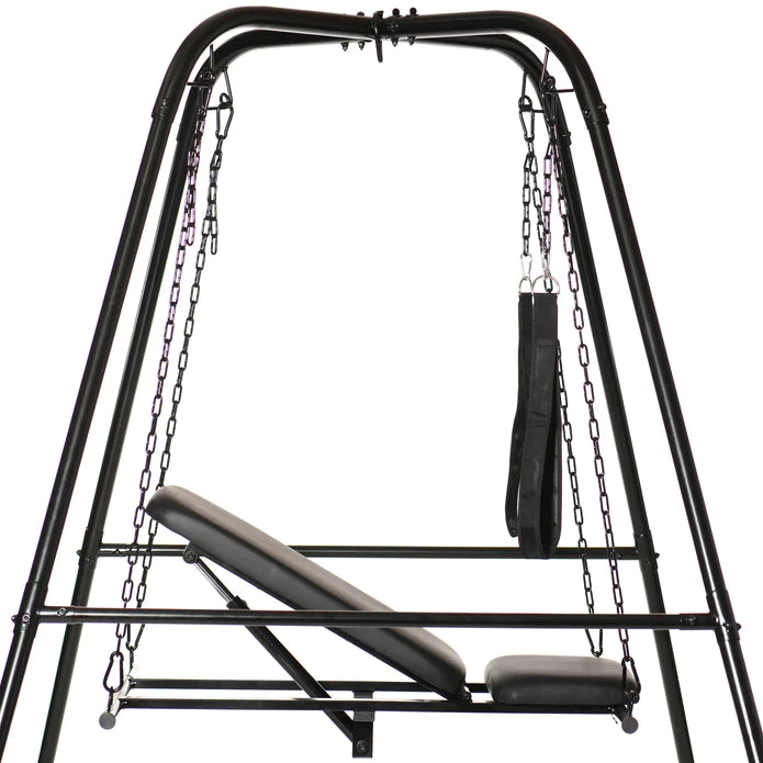 Master Series   Throne Verstellbare Sex Schaukel Mit Gestell, schwarz; silber, pu-leder; stahl, Default Title – Hauptansicht: verführerisch
