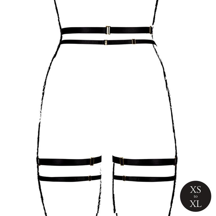 Strumpfhaltergürtel mit zwei Strapsen und verstellbaren Schiebern von Le Désir schwarz