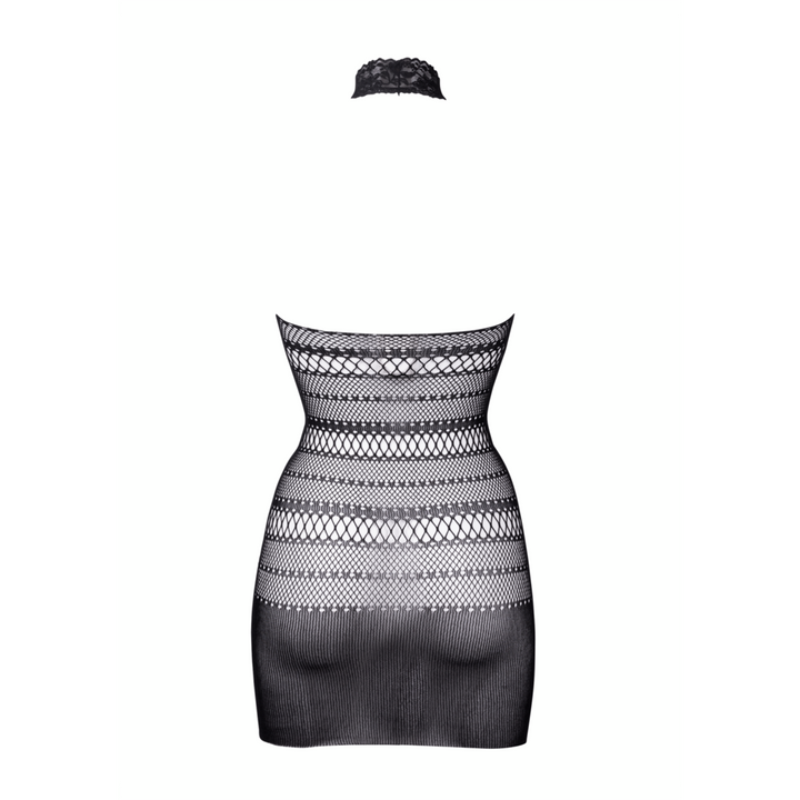 Minikleid mit Netzstruktur und hohem Kragen von Le Désir schwarz