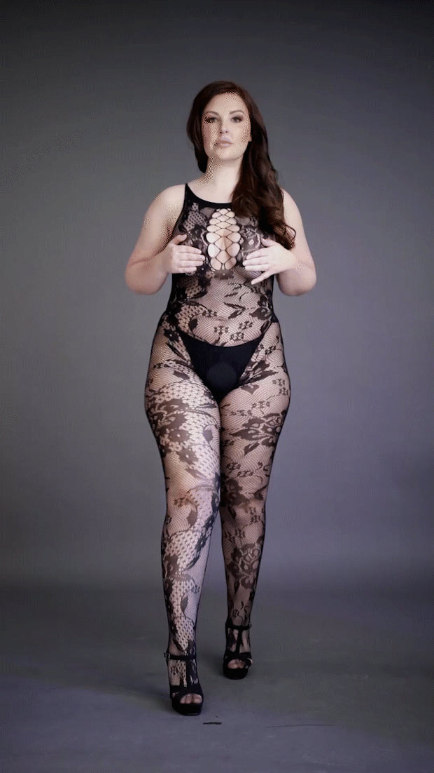 Bodystocking Criss Cross Neck von Le Désir schwarz Queensize