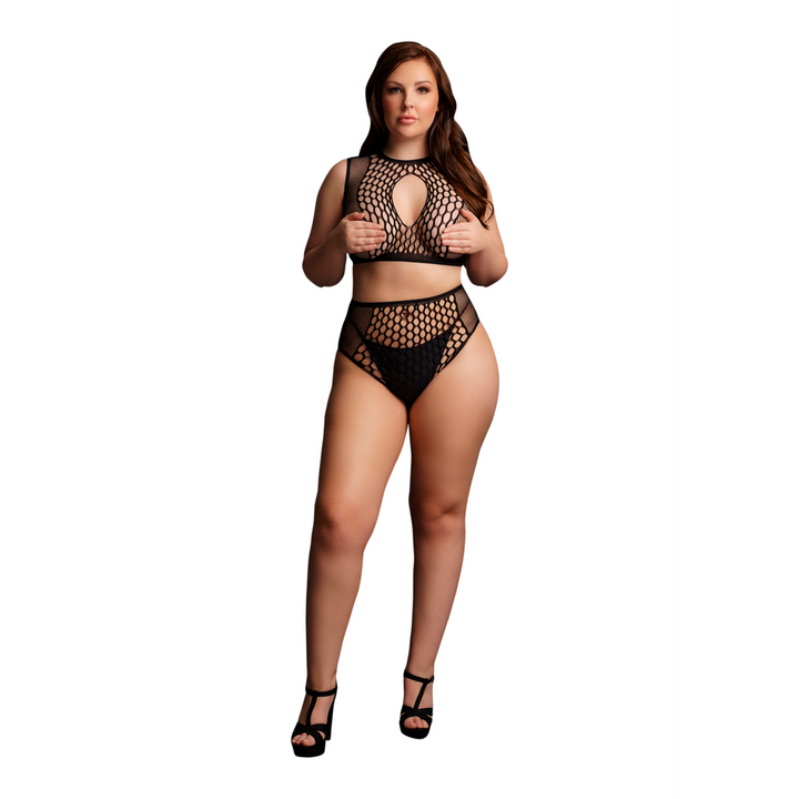 Duo Net Key-Hole BH-Set von Le Désir schwarz Queensize