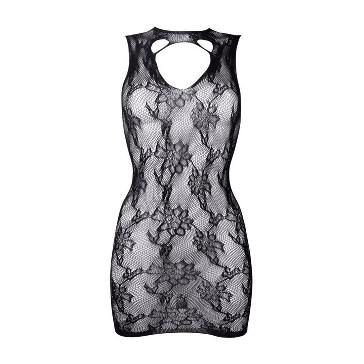Minikleid mit Netzstruktur und freiem Rücken von Le Désir schwarz