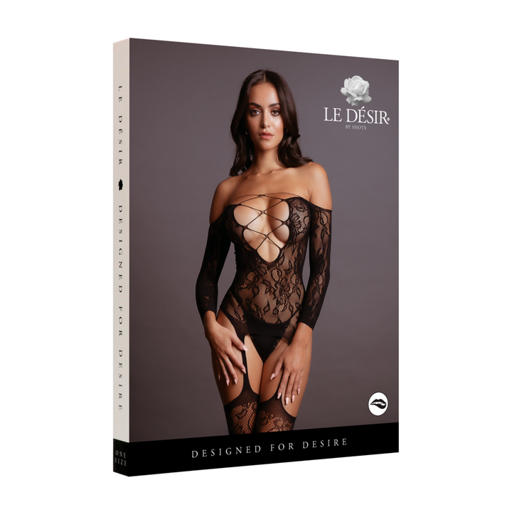 Bodystocking Criss Cross Neck II von Le Désir schwarz