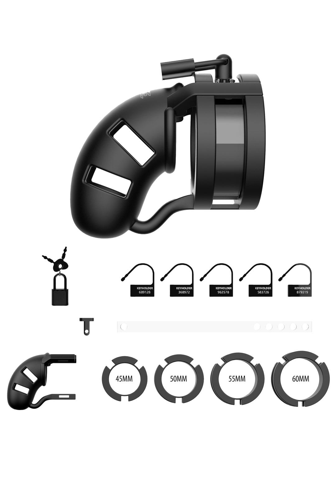 Mancage 18 Keuschheitskafig 9 00 Cm Mit Hodenteiler Schwarz – Nahaufnahme Materialstruktur