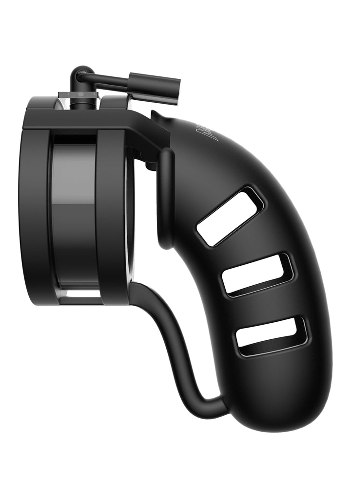 Mancage 19 Keuschheitskafig 11 50 Cm Mit Hodenteiler Schwarz – Detailaufnahme Vorderseite