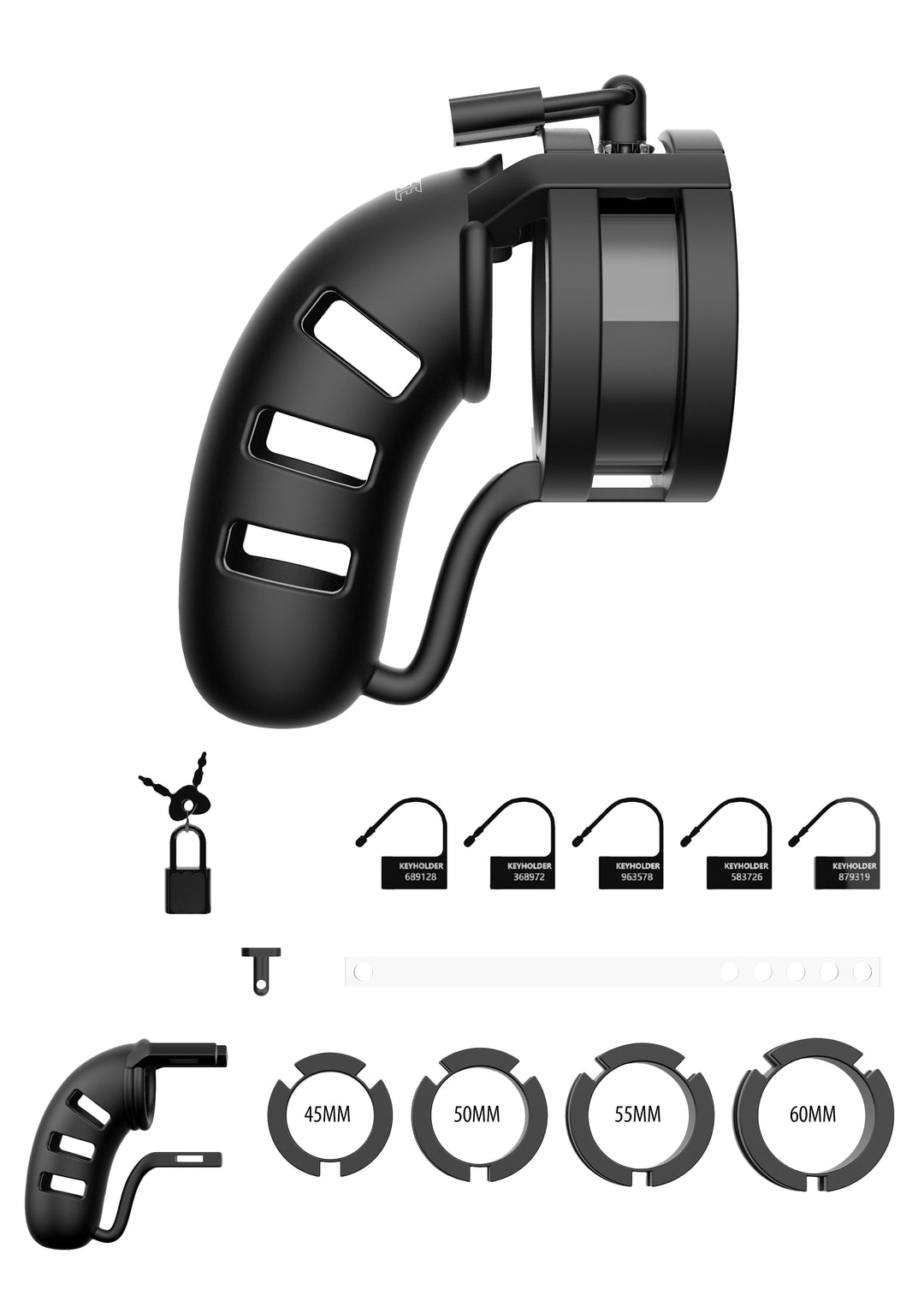 Mancage 19 Keuschheitskafig 11 50 Cm Mit Hodenteiler Schwarz – Nahaufnahme Materialstruktur