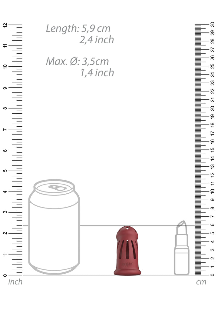 Mancage 28 Ultra Soft Silikon Keuschheitskafig Rot – Detailaufnahme Rückseite