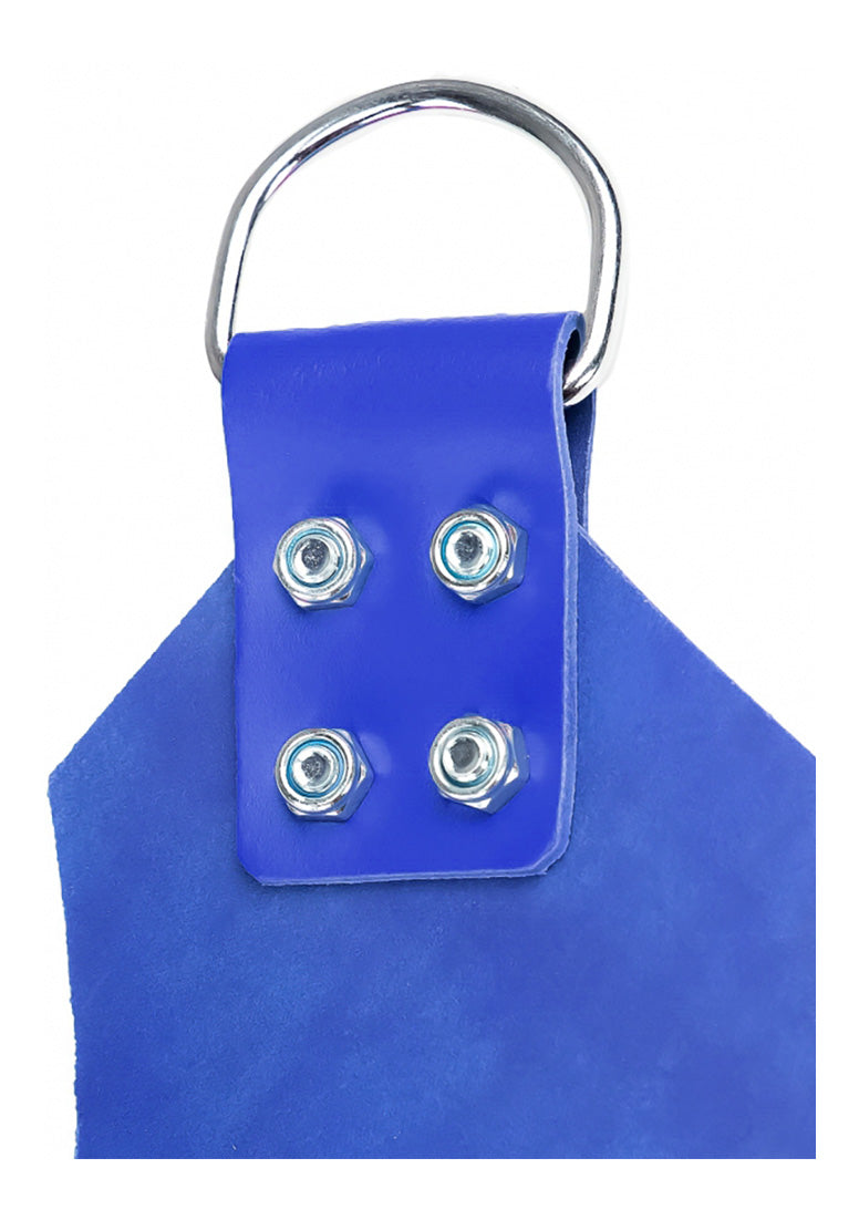 Mr Sling Leder Sling Mit Vorderem Ausschnitt Blau – Detailaufnahme Vorderseite