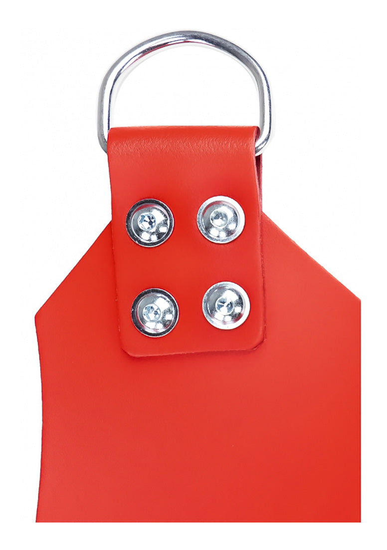 Mr Sling Leder Sling Mit Vier Anschlagpunkten Rot – Detailaufnahme Vorderseite