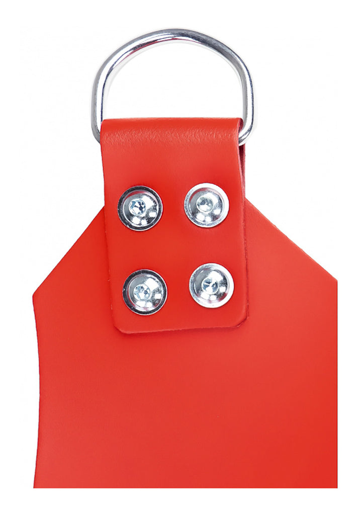 Mr Sling Leder Sling Mit Vier Anschlagpunkten Rot – Detailaufnahme Vorderseite