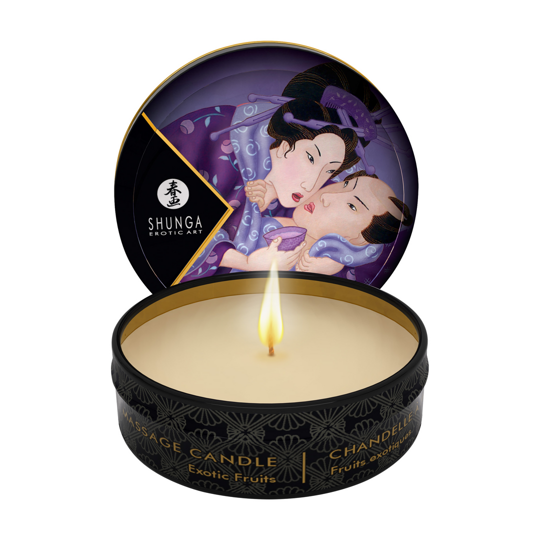 Shunga Mini Massage Kerze Exotic Fruits 30 Ml, Default Title – Hauptansicht: verführerisch präsentiert