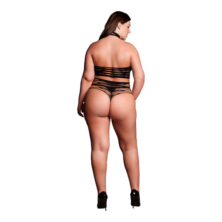 Carpo XLVI – Zweiteiliges Set mit Turtleneck, Crop-Top und Höschen von Le Désir schwarz Queensize