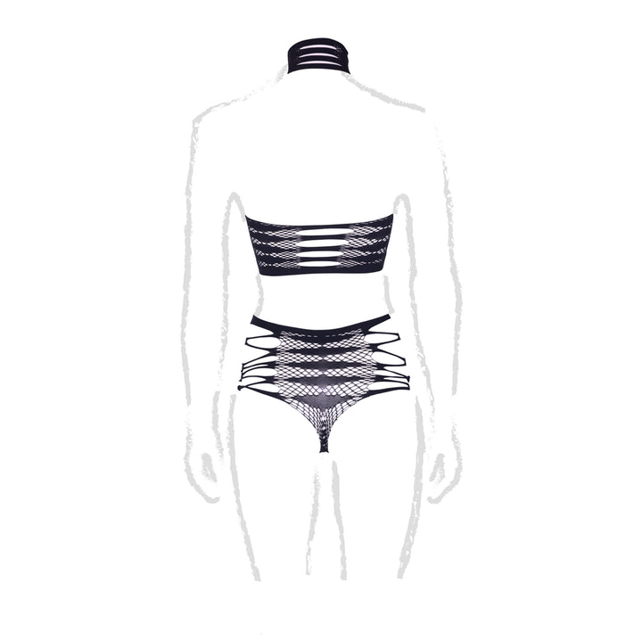 Carpo XLVI – Zweiteiliges Set mit Turtleneck, Crop-Top und Höschen von Le Désir schwarz Queensize