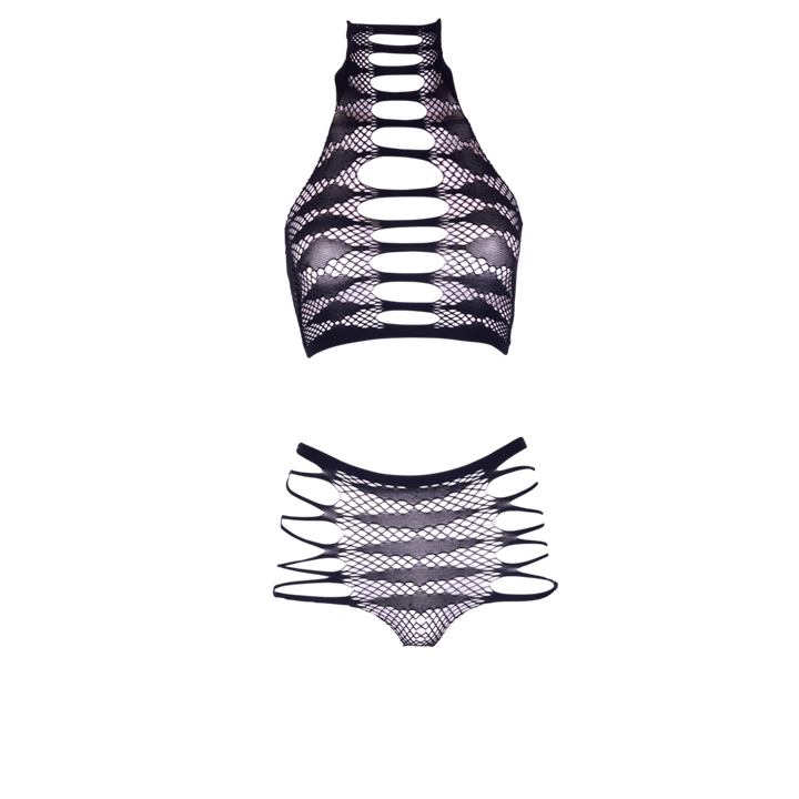 Carpo XLVI – Zweiteiliges Set mit Turtleneck, Crop-Top und Höschen von Le Désir schwarz