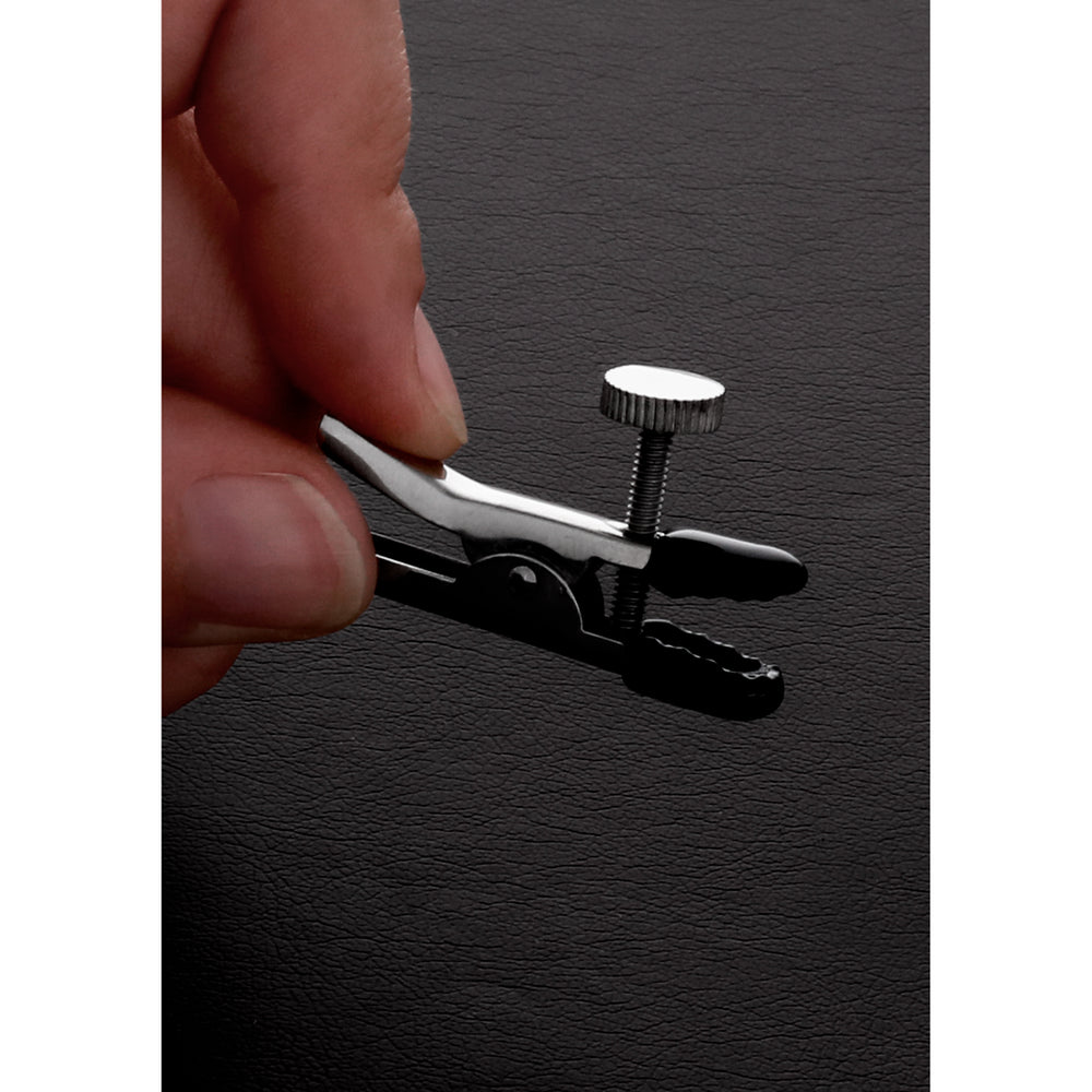 Shots Steel Einstellbare Krokodi Nippelklemmen – Detailaufnahme Vorderseite