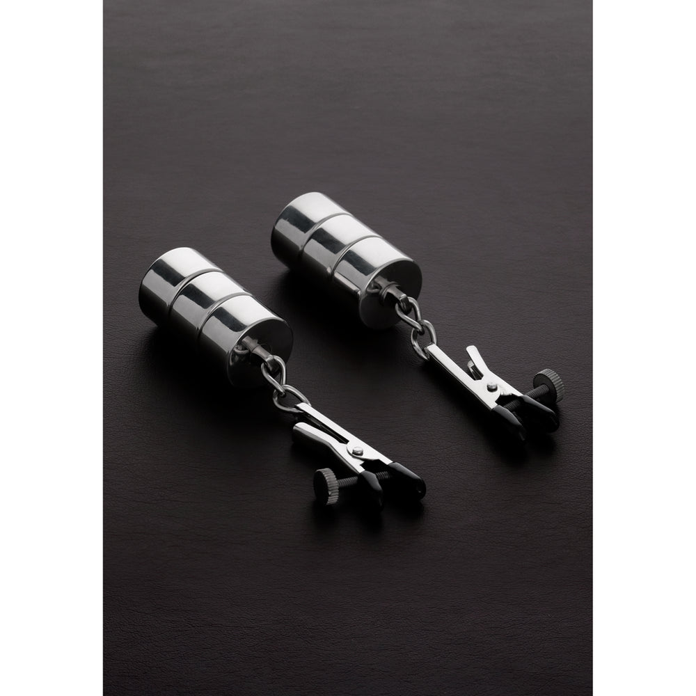 Shots Steel Einstellbare Nippelklemmen Mit Gewichten – Detailaufnahme Vorderseite