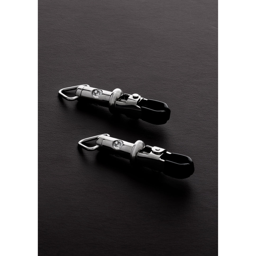 Shots Steel   "Barre" Nippelklemmenl, silber-1; schwarz, Edelstahl, Gummi, edelstahl; gummi, Default Title – Hauptansicht: verführerisch
