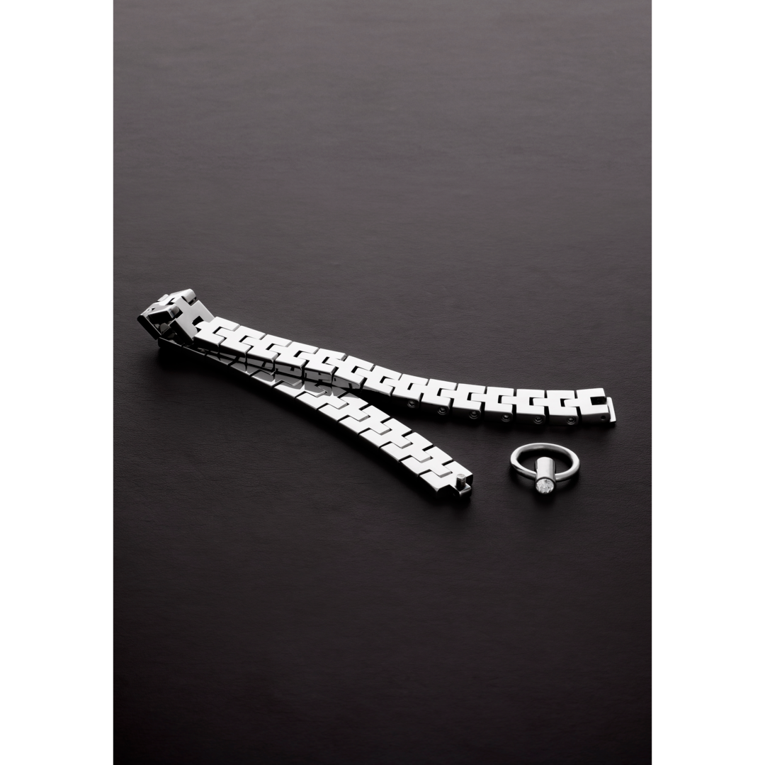 Shots Steel Panzerkettenhalsband 43 Cm Edelstahl – Detailaufnahme Vorderseite