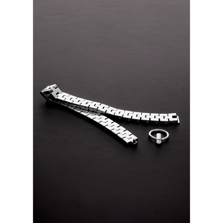 Shots Steel Panzerkettenhalsband 43 Cm Edelstahl – Detailaufnahme Vorderseite