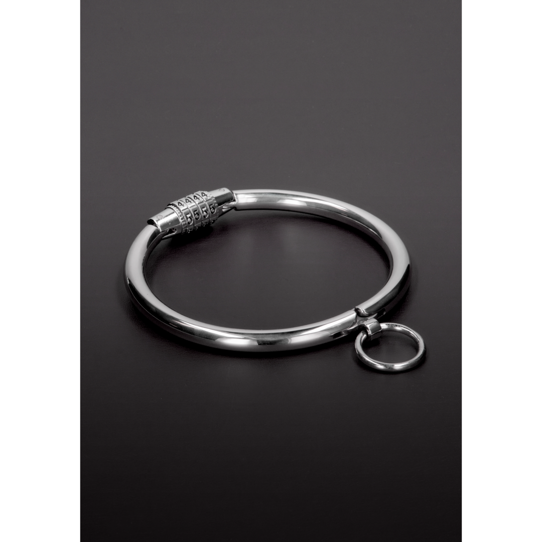 Shots Steel   Halsfessel Mit Zahlenschloss Aus Edelstahl   Groß, silber, Default Title – Hauptansicht: verführerisch präsentiert