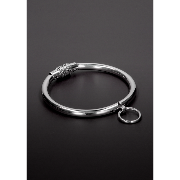 Shots Steel   Halsfessel Mit Zahlenschloss Aus Edelstahl   Groß, silber, Default Title – Hauptansicht: verführerisch präsentiert