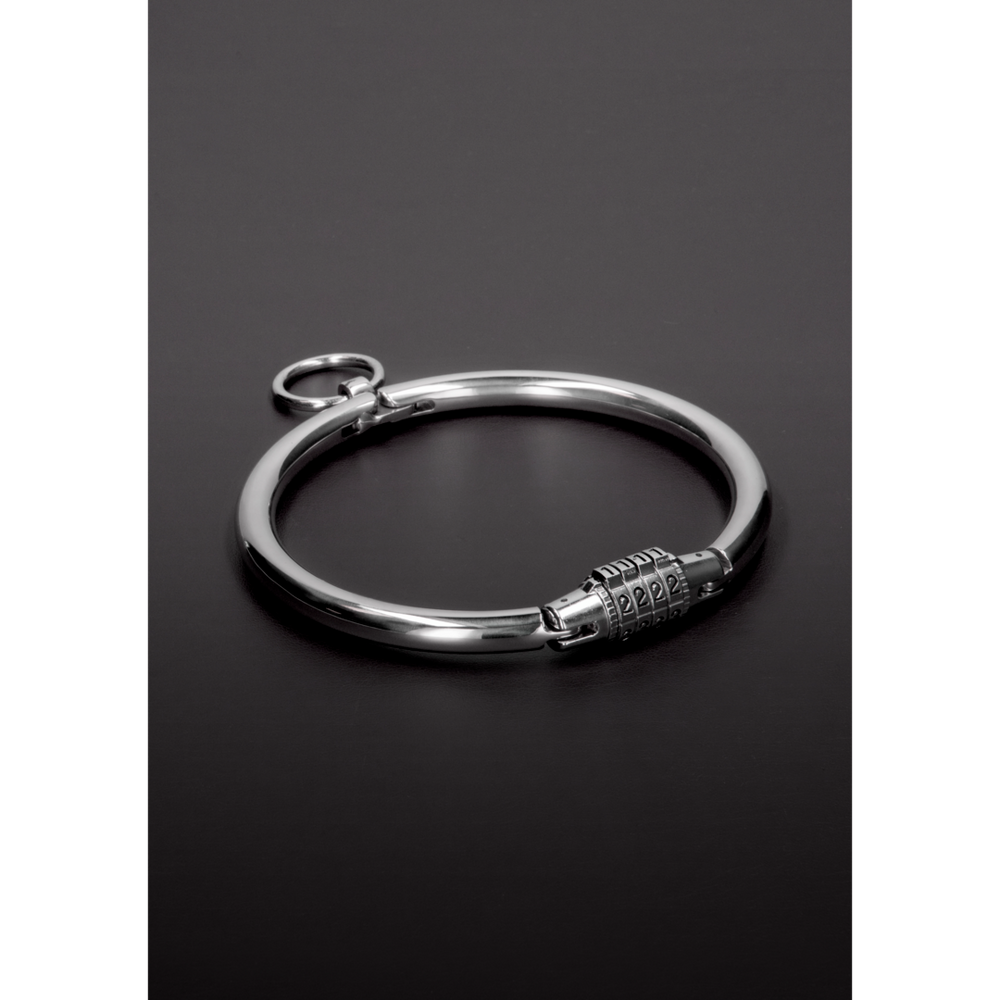 Shots Steel Halsfessel Mit Zahlenschloss Aus Edelstahl Gross – Detailaufnahme Vorderseite