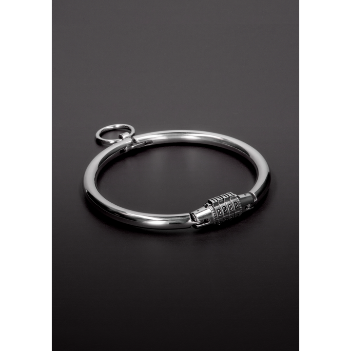 Shots Steel Halsfessel Mit Zahlenschloss Aus Edelstahl Gross – Detailaufnahme Vorderseite