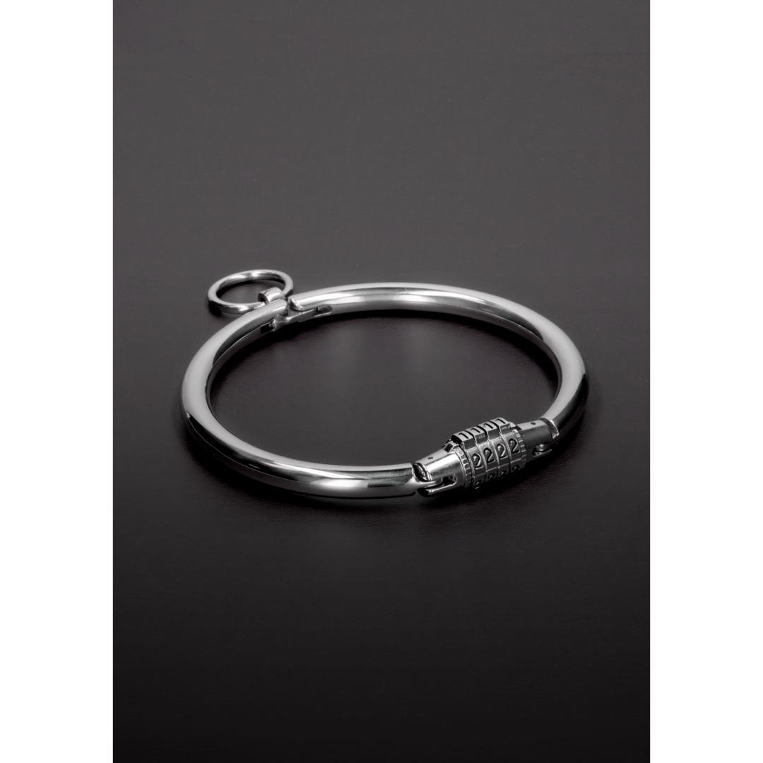 Shots Steel Halsfessel Mit Zahlenschloss Aus Edelstahl Mittel – Detailaufnahme Vorderseite