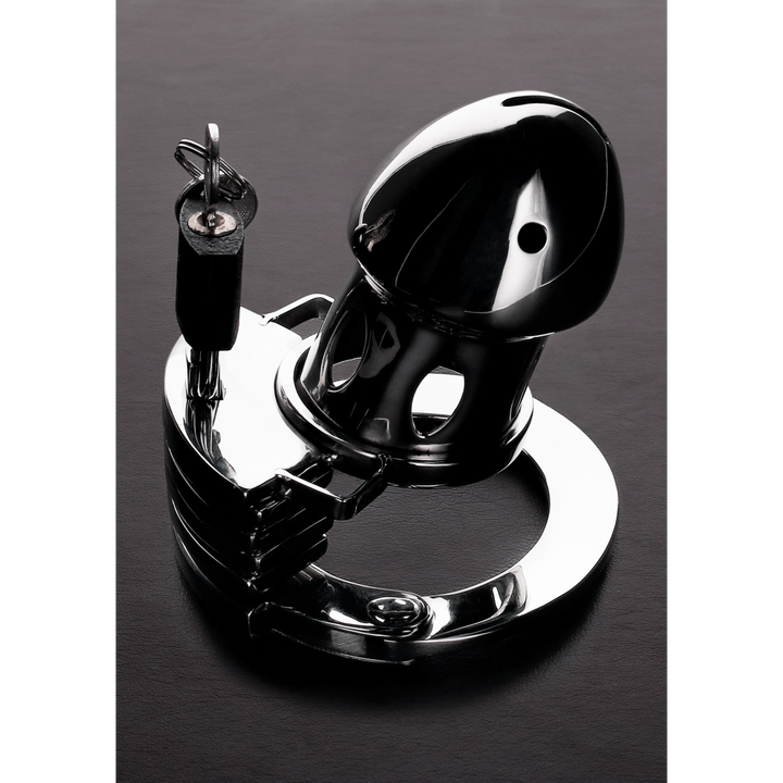 Shots Steel   Peniskäfig "The Prison Bird"   Edelstahl, silber-1, Default Title – Hauptansicht: verführerisch präsentiert