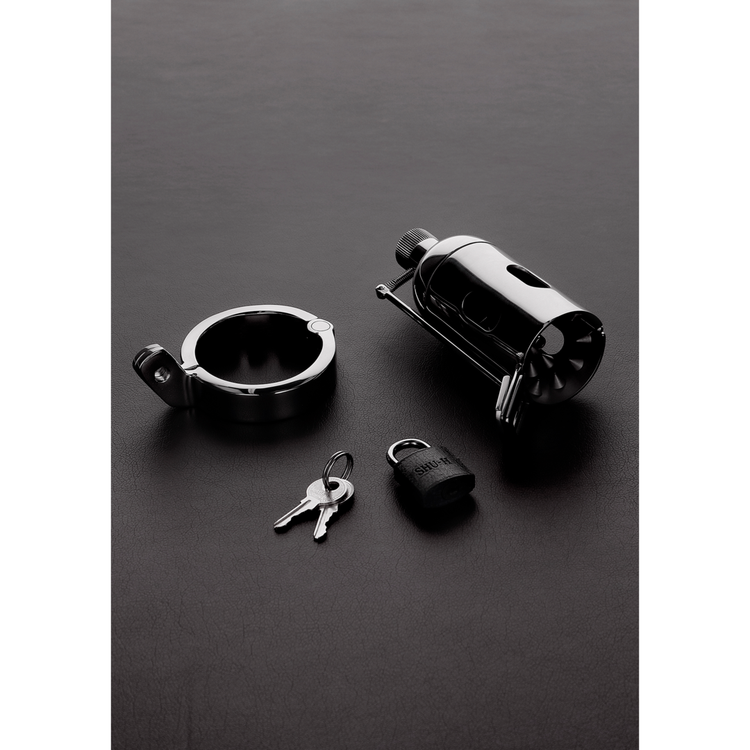 Shots Steel The Pleasure Dome Peniskafig Edelstahl – Detailaufnahme Vorderseite