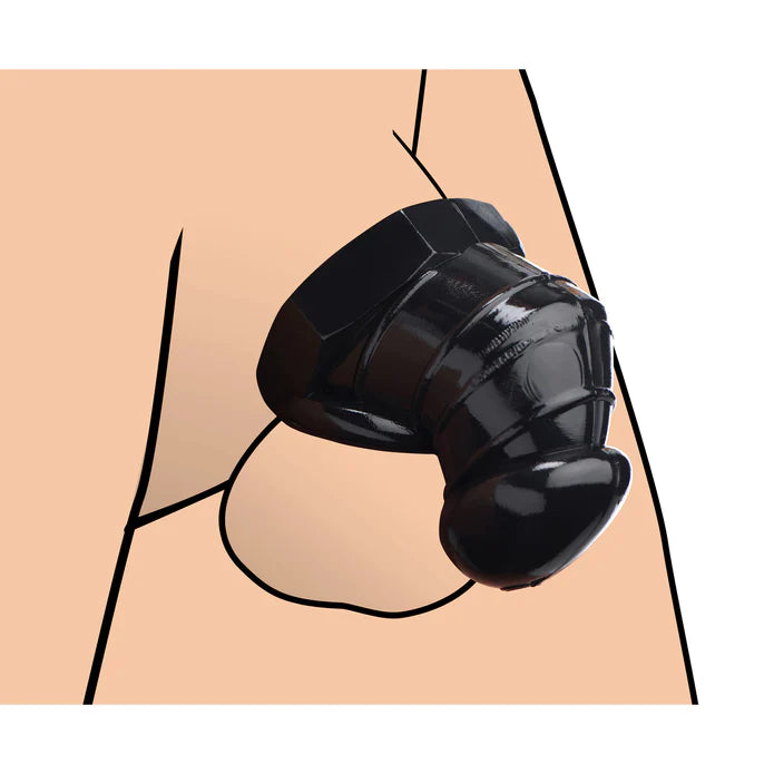 Master Series Black Restricted Restriktiver Keuschheitskafig – Detailaufnahme Rückseite