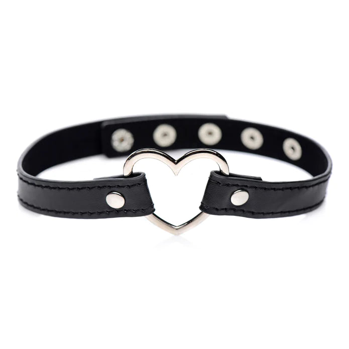 Master Series Dark Heart Halsband Mit Verchromtem Herz – Detailaufnahme Vorderseite
