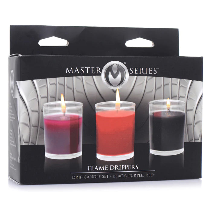Master Series Flame Drippers Massagekerze – Zoom auf Verschluss/Label