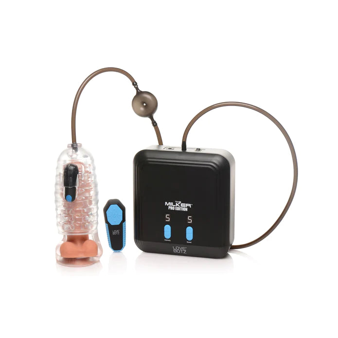 Lovebotz   The Milker Pro Edition, schwarz; blau; transparent, abs; silikon; tpe, Default Title – Hauptansicht: verführerisch präsentiert