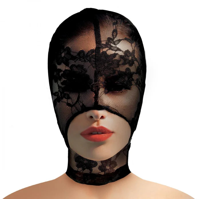 Master Series   Kopfmaske Aus Spitze, schwarz; transparent; blumenmuster, Polyester, Default Title, einheitsgroesse – Hauptansicht: