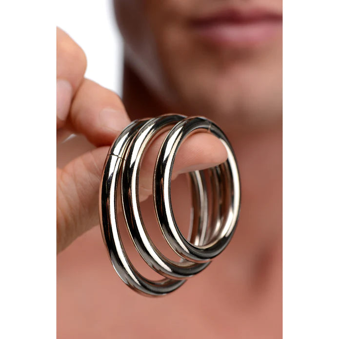 Trine Penisring Set - 3 Edelstahl Cockringe (3,9-5,2cm) | Master Series KinkySabine Trine Penisring Set - 3 Edelstahl Cockringe (3,9-5,2cm) | Master Series KinkySabine