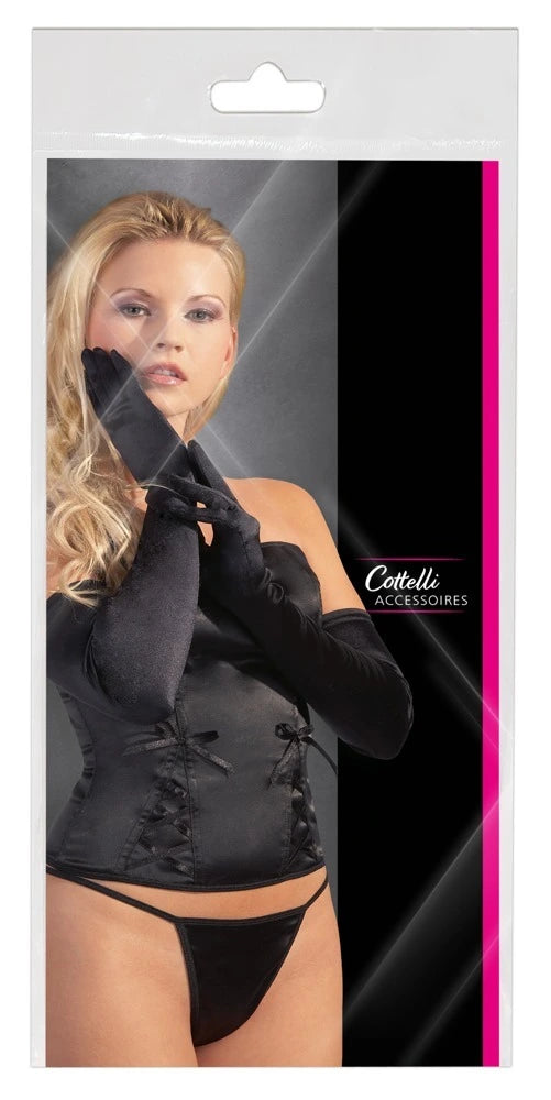 Cottelli Accessoires - Satinhandschuhe lang Schwarz